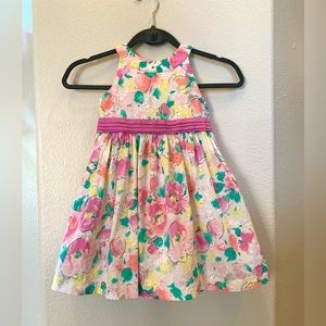 GYMBOREE White & Pastel Eyelet Cotton Dress Size 5T